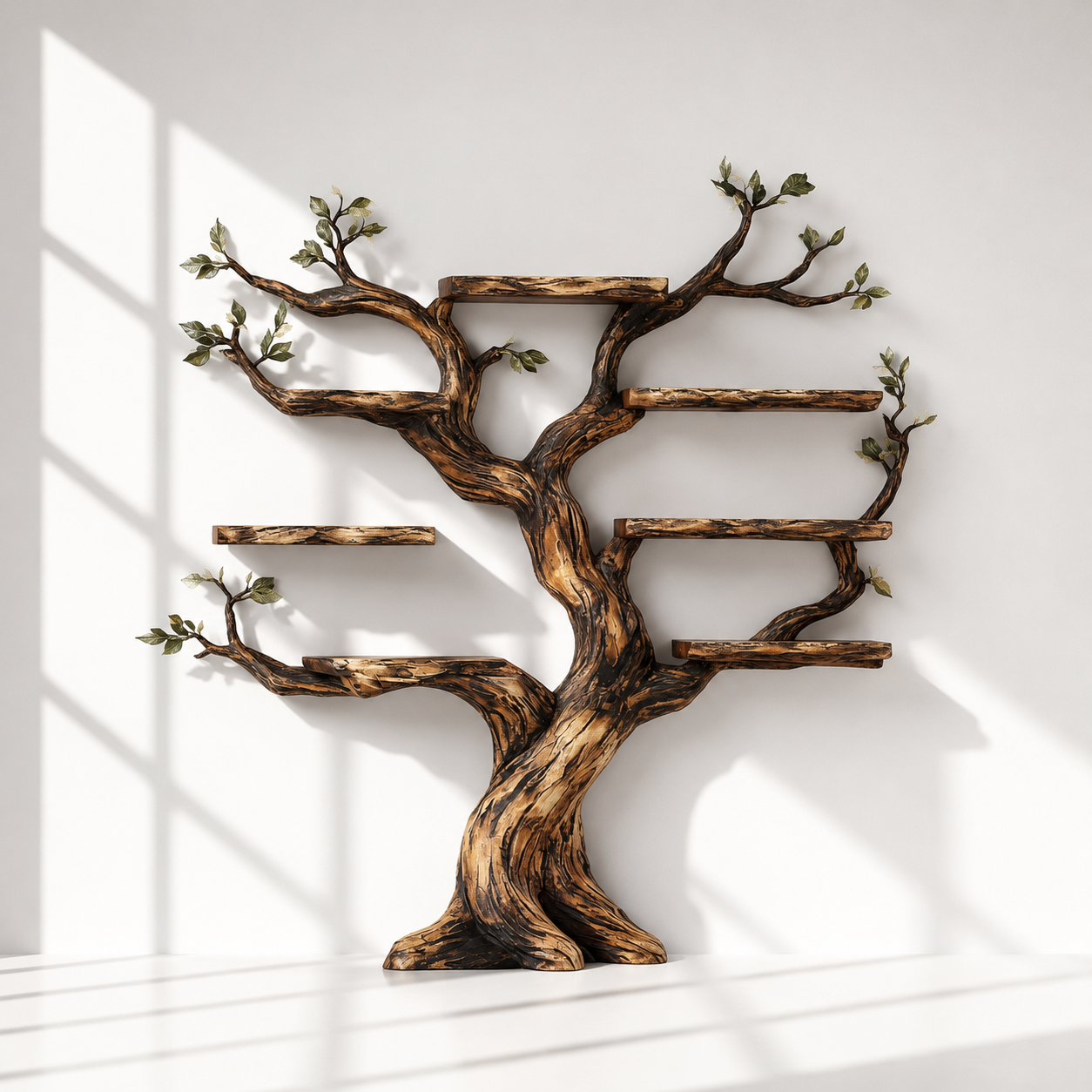 Rustic Wood Tree Shape Bookshelf