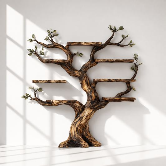Rustic Wood Tree Shape Bookshelf