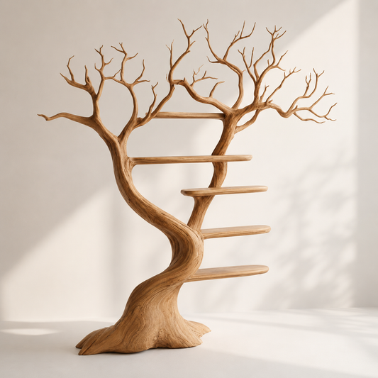 Natural Tree Shaped Open Bookshelf