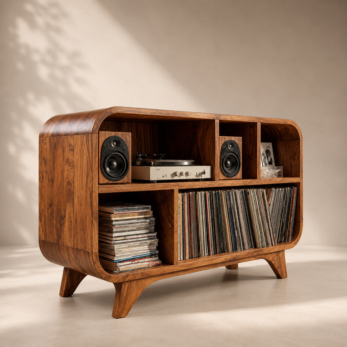 Solid Wood Vinyl Record Player Stand