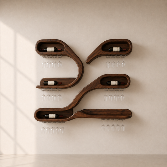 Wall Mounted Wood Wine Stemware Rack