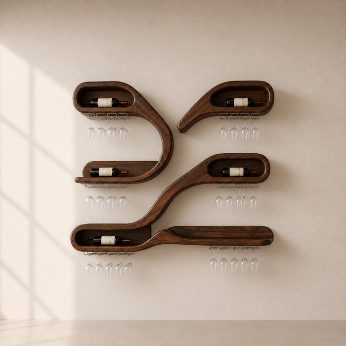 Wall Mounted Wood Wine Stemware Rack