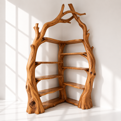 Solid Wood Corner Tree Bookshelf