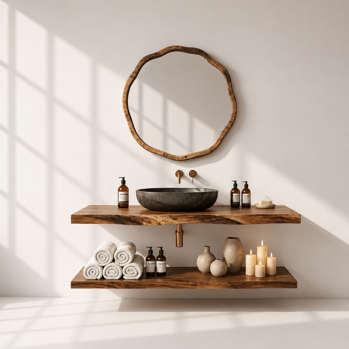 Rustic Modern Floating Wood Bathroom Vanity