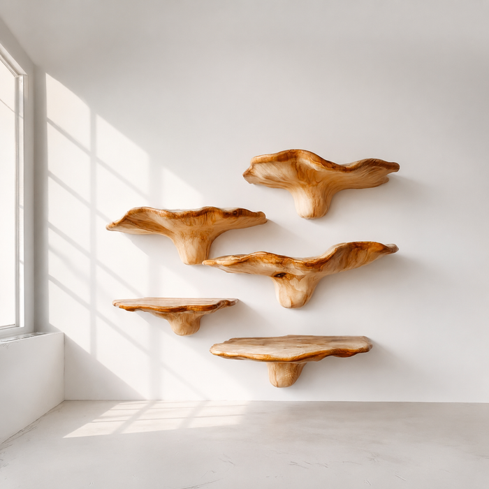 Organic Wood Mushroom Floating Shelf