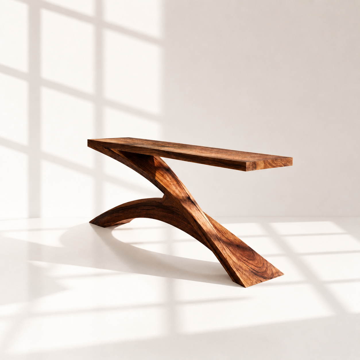 Modern Z-Shaped Wooden Console Table