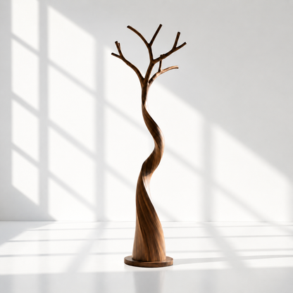 Artisanal Solid Wood Tree Coat Rack