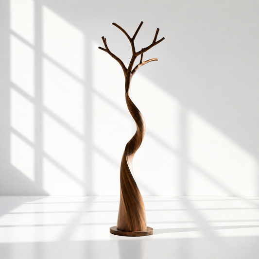 Artisanal Solid Wood Tree Coat Rack