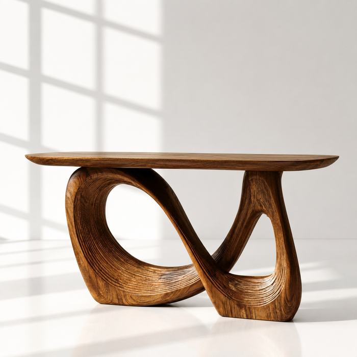 Sculptural Solid Wood Organic Console Table