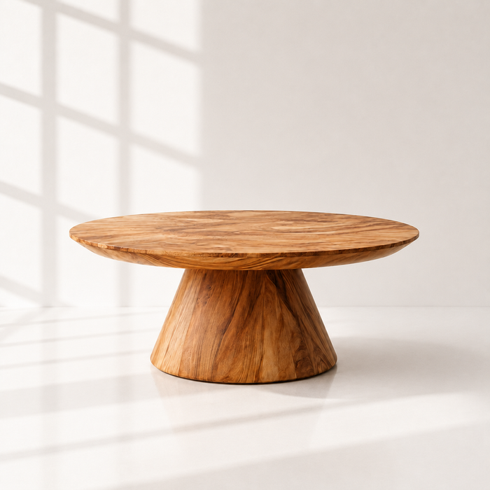 Solid Wood Round Pedestal Coffee Table
