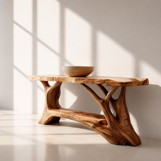 Rustic Live Edge Wood Bathroom Vanity Console