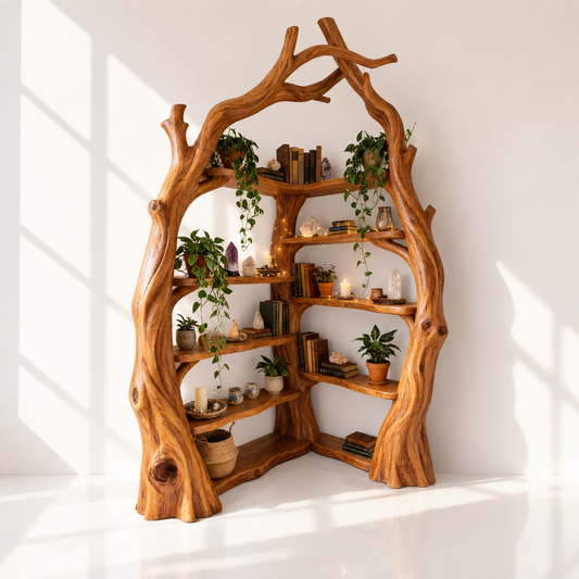 Solid Wood Corner Tree Bookshelf