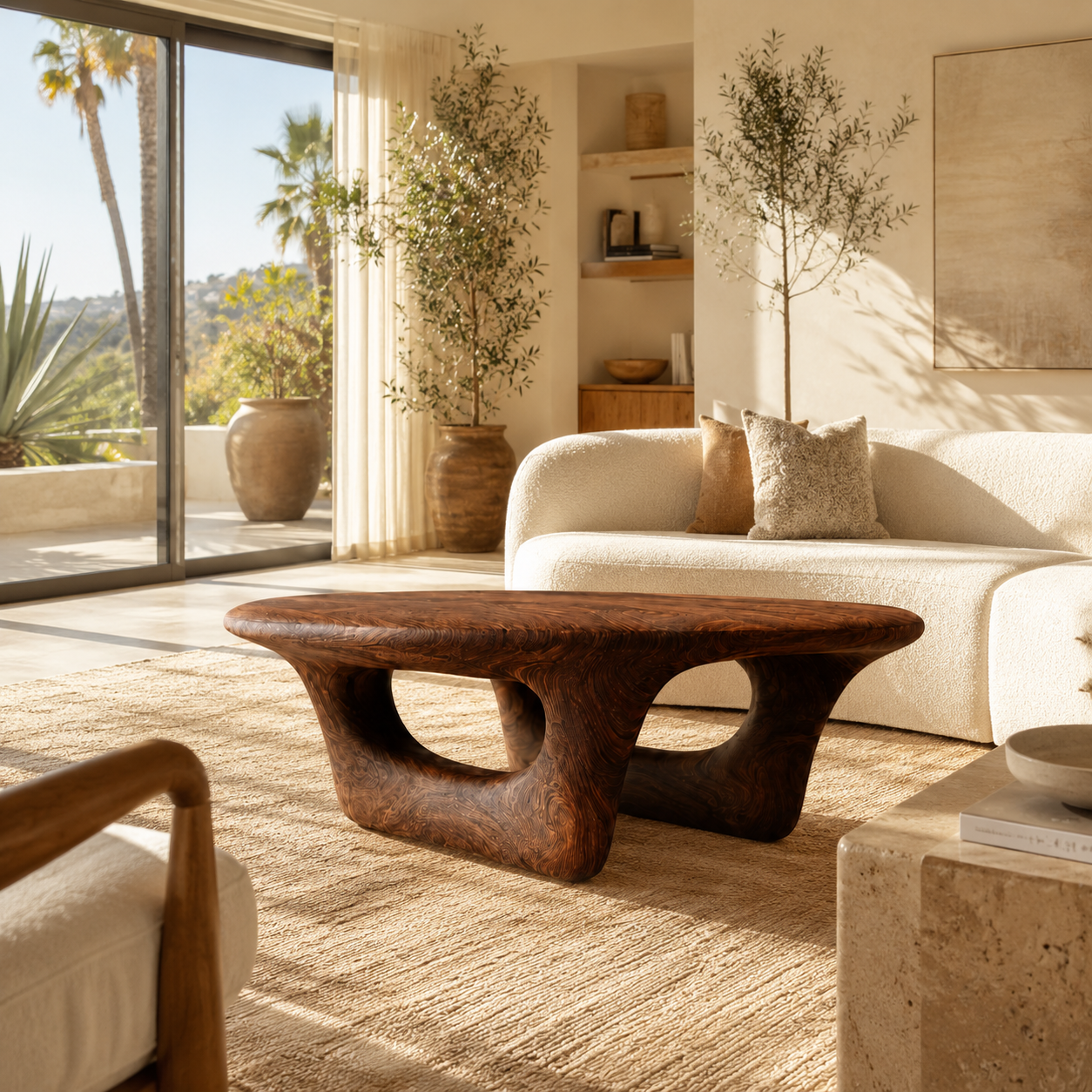 Solid Wood Round Low Coffee Table