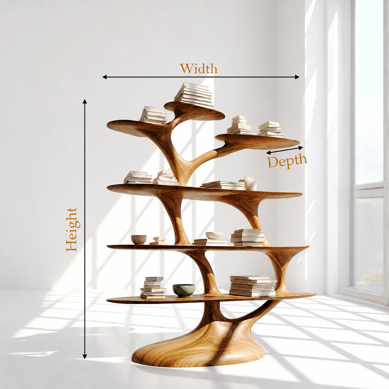 Timber Freestanding Tree Shaped Bookshelf
