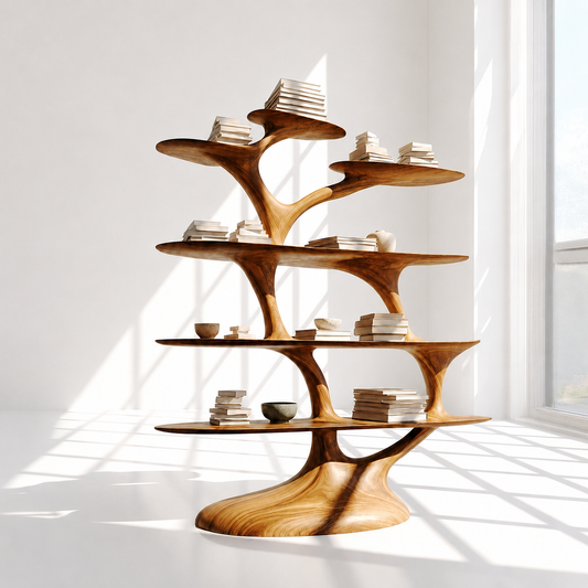 Timber Freestanding Tree Shaped Bookshelf