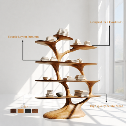 Timber Freestanding Tree Shaped Bookshelf
