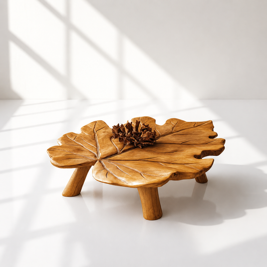Solid Wood Leaf Shaped Coffee Table