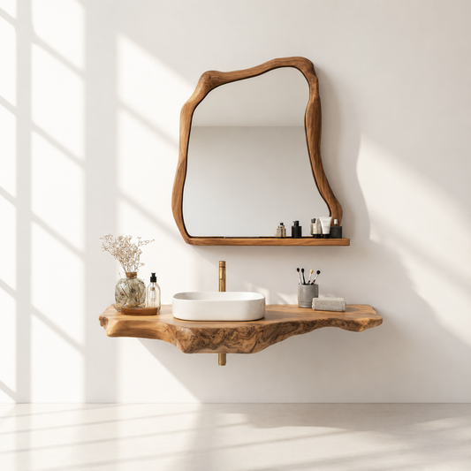Floating Live Edge Solid Wood Vanity
