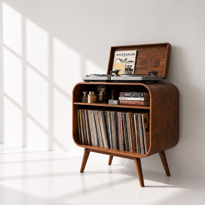 Rustic Solid Wood Record Player Stand