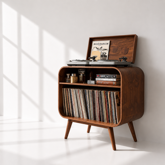 Rustic Solid Wood Record Player Stand