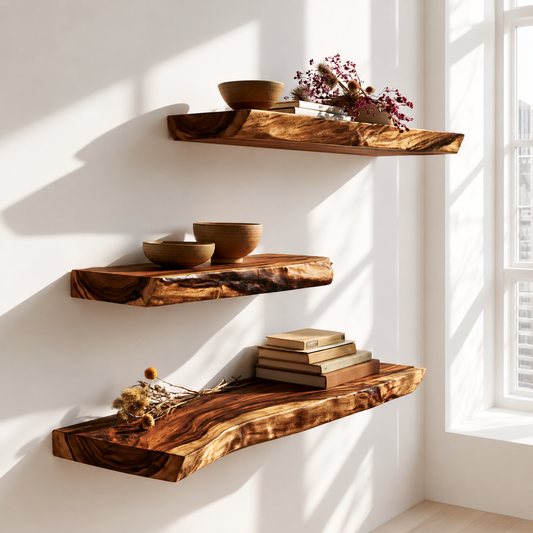 Modern Rustic Live Edge Floating Shelf