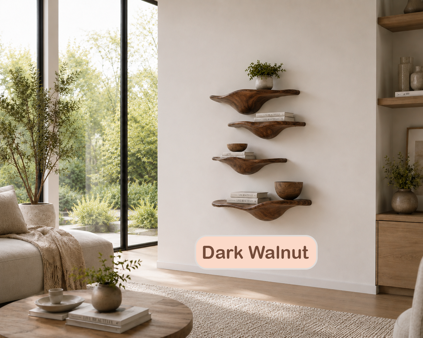 Organic Solid Wood Mushroom Floating Shelves