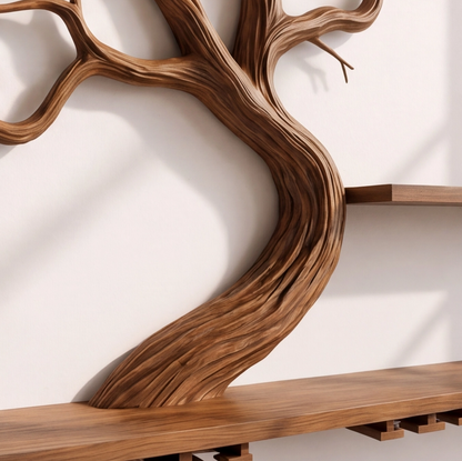 Wall Mounted Solid Wood Tree Wine Rack