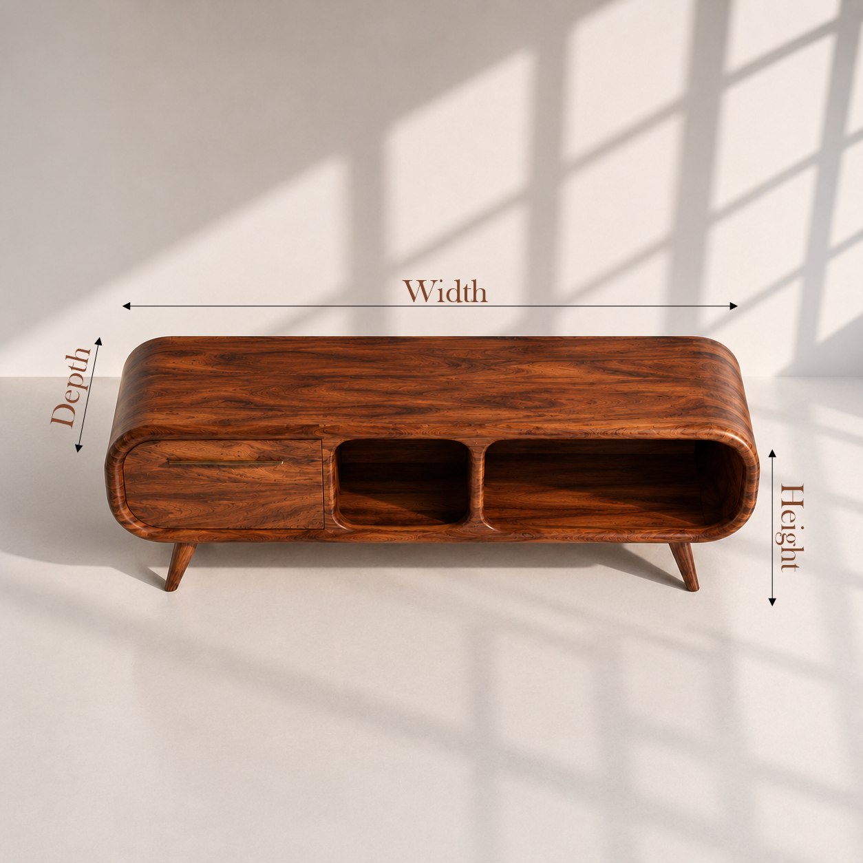 Mid-Century Solid Wood Record Player Stand