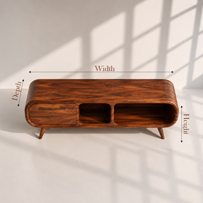 Mid-Century Solid Wood Record Player Stand