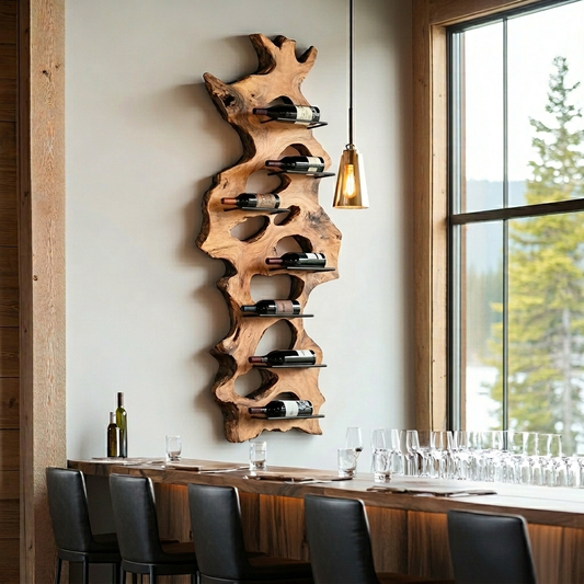 Floating Live Edge Wine Rack
