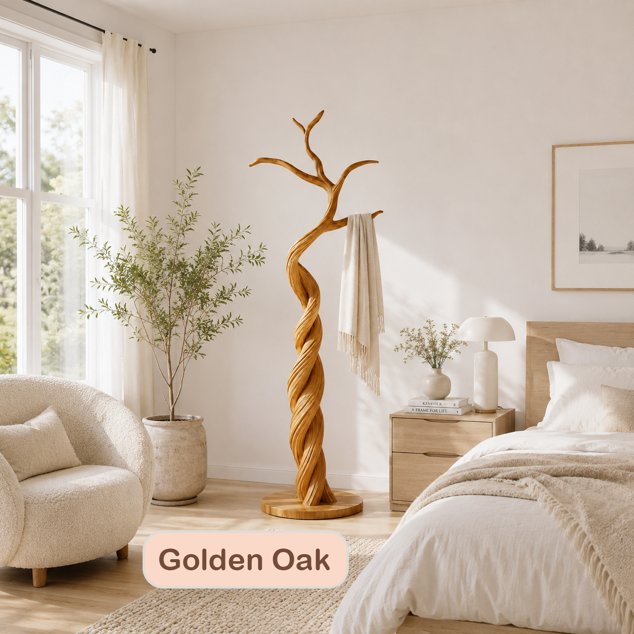 Modern Sculptural Wood Tree Coat Rack