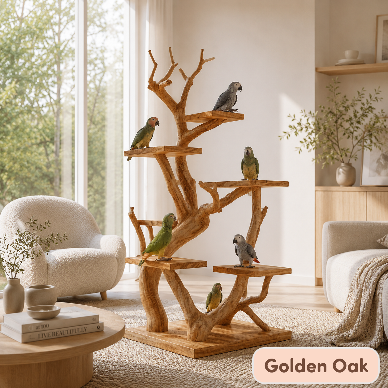 Multi-Level Tree Branch Bird Play Stand