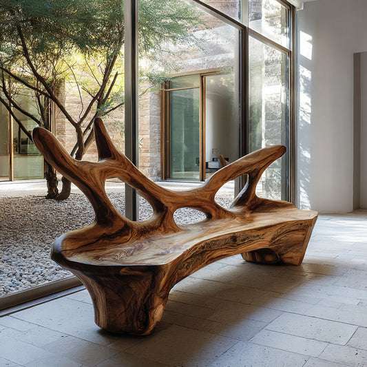 Sculptural Organic Wood Bench