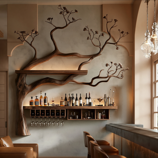 Rustic Solid Wood Wall Mounted Wine Rack