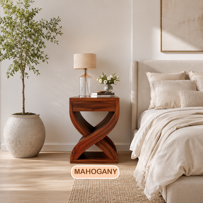 Modern Sculptural Solid Wood Nightstand