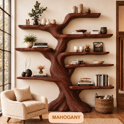 Artisan Wood Freestanding Tree Shaped Bookshelf