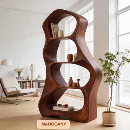 Organic Sculptural Wooden Open Bookshelf