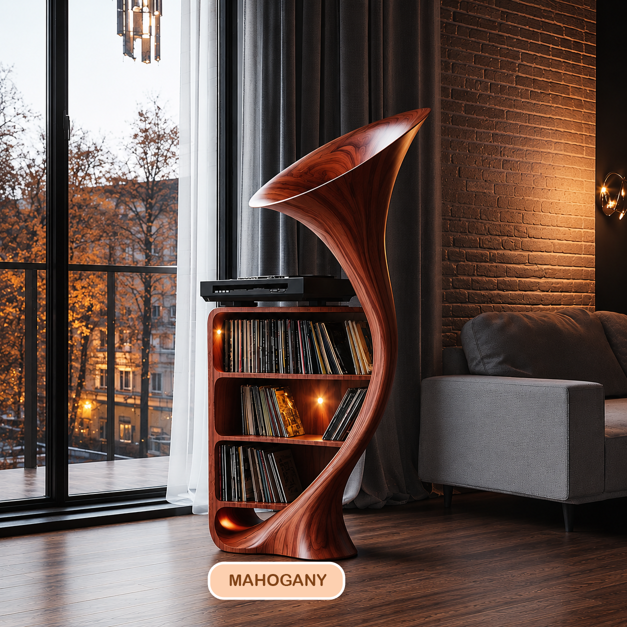 Modern Sculptural Record Player Stand