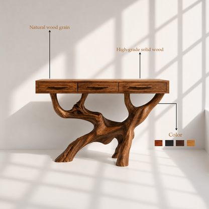 Rustic Solid Wood Console Table With Drawers