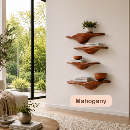 Organic Solid Wood Mushroom Floating Shelves