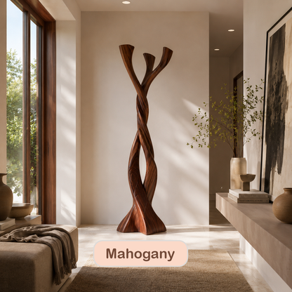 Sculptural Solid Wood Tree Coat Rack