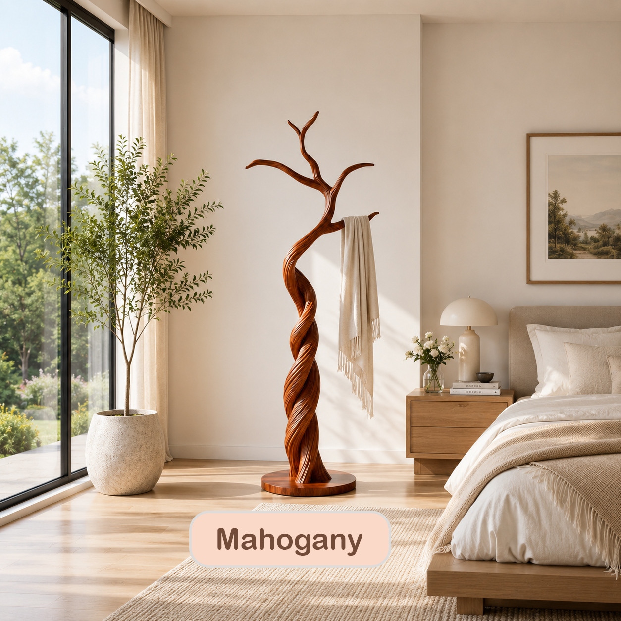 Modern Sculptural Wood Tree Coat Rack