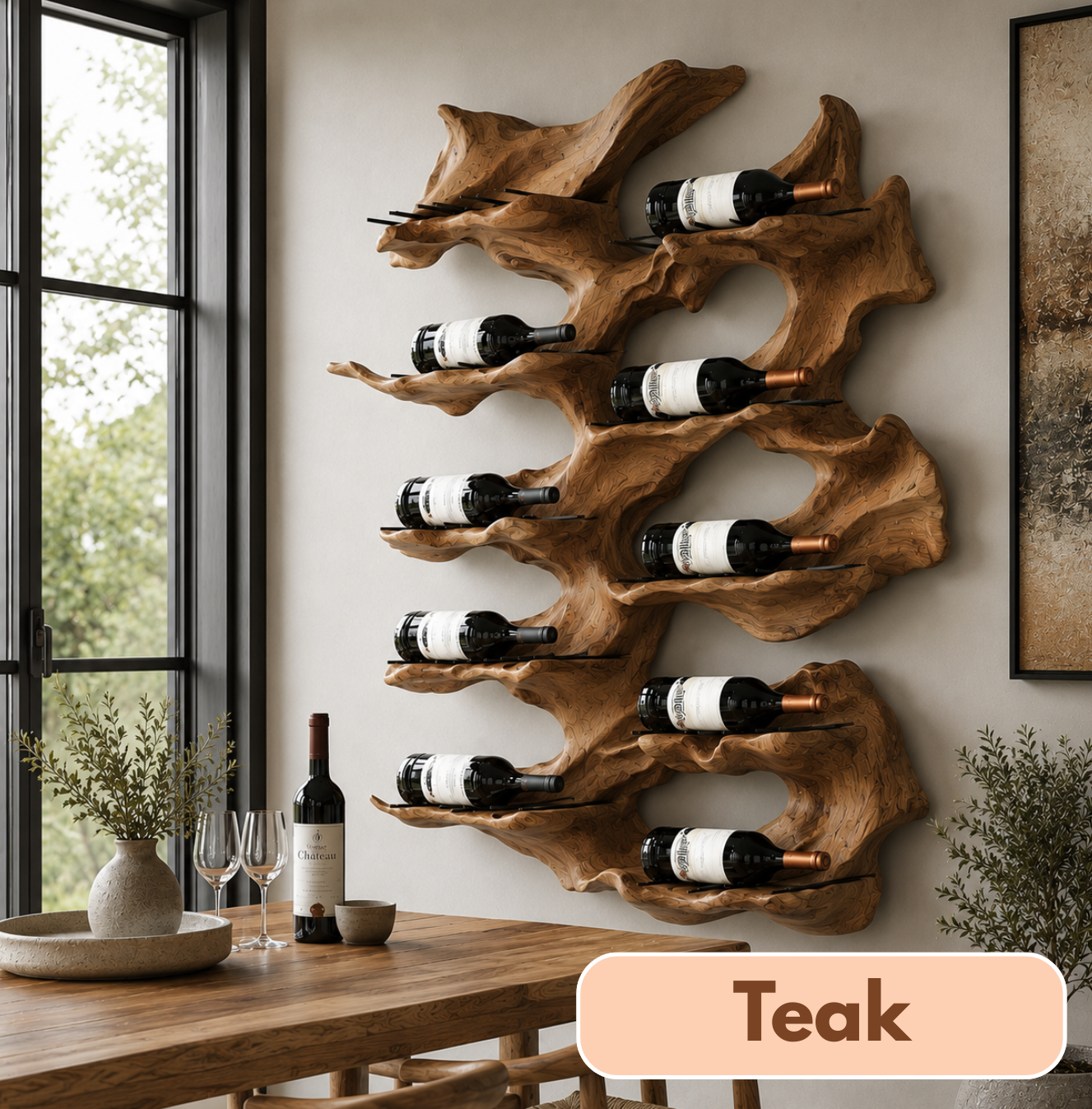 Organic Modern Wall Mounted Wine Rack
