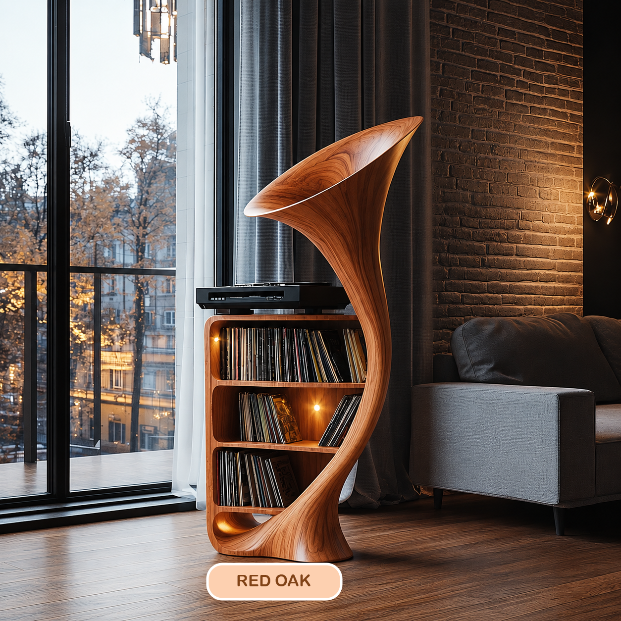 Modern Sculptural Record Player Stand