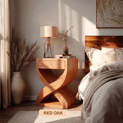 Modern Sculptural Solid Wood Nightstand
