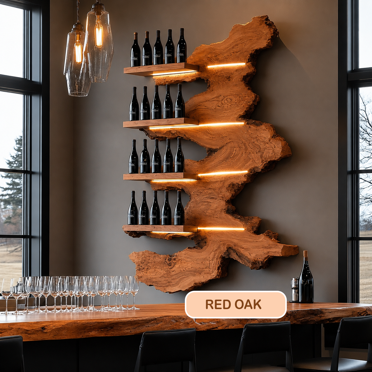 Handmade Solid Wood Live Edge Wine Rack
