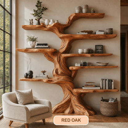 Artisan Wood Freestanding Tree Shaped Bookshelf