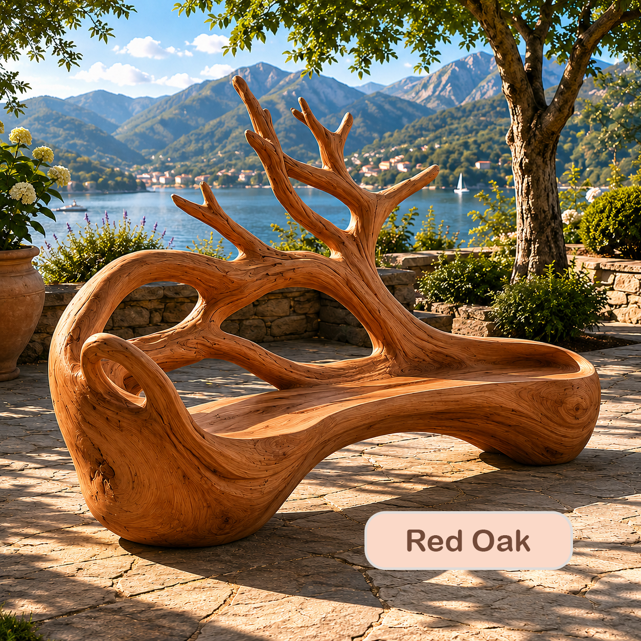 Rustic Solid Wood Tree Root Bench