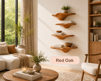 Organic Solid Wood Mushroom Floating Shelves