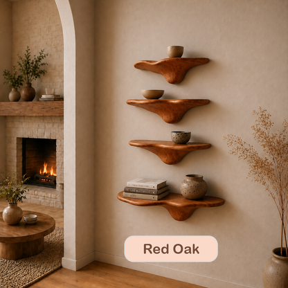 Sculptural Solid Wood Mushroom Floating Shelf